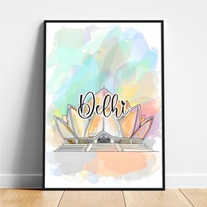 Delhi travel print - India travel poster, Delhi poster, Delhi India poster, Modern poster