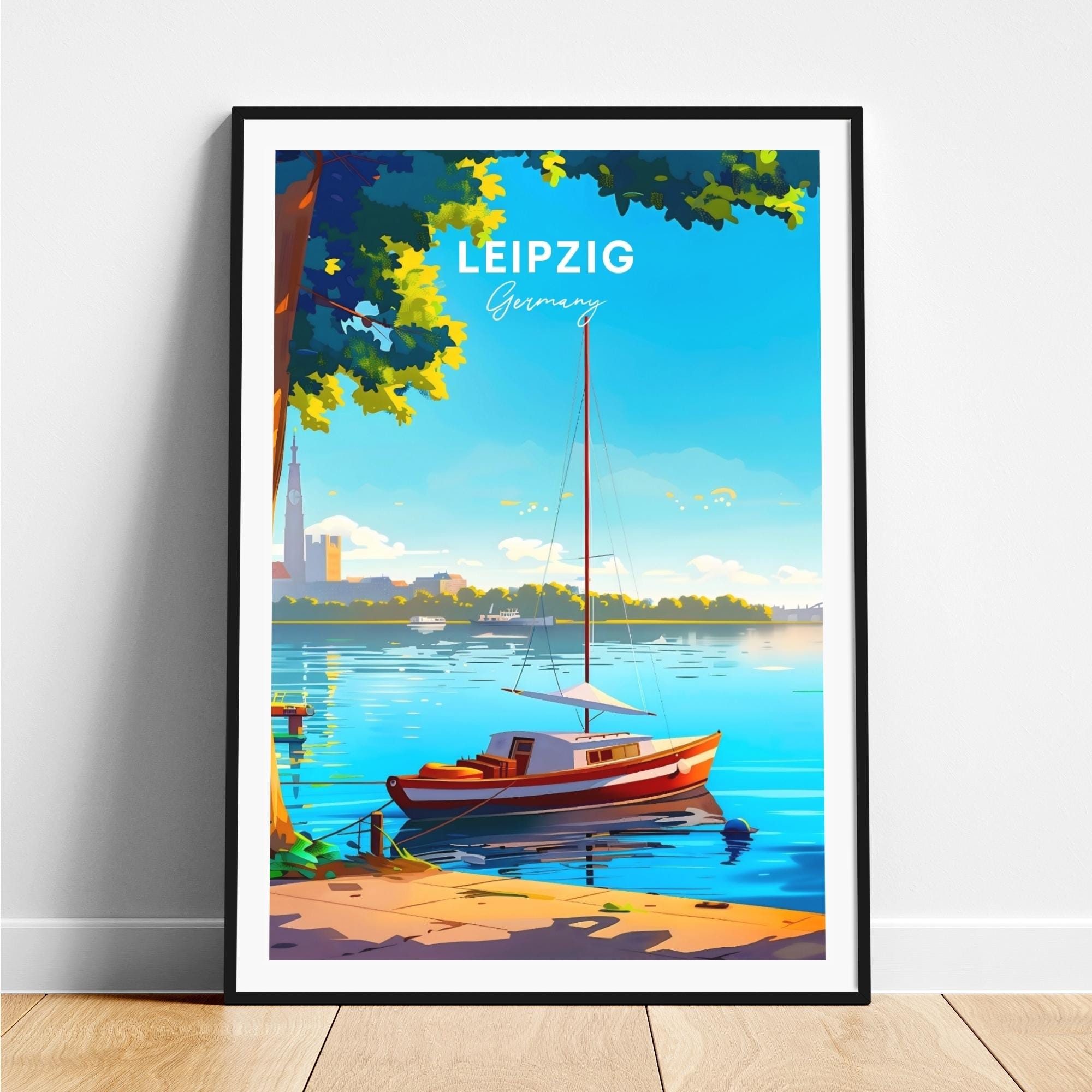 Leipzig travel print - Germany travel poster, Leipzig poster, Leipzig Germany poster, Personalized Gift, Wedding gift, Custom Text