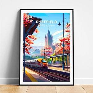 Sheffield travel print - United Kingdom travel poster, Sheffield poster, Sheffield UK poster, Personalized Gift, Wedding gift, Custom Text