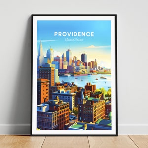 Providence travel print - US travel poster, Providence poster, Providence Rhode Island poster, Personalized Gift, Wedding gift, Custom Text