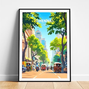 Chennai travel print - India travel poster, Chennai poster, Chennai Tamil Nadu poster, Personalized Gift, Wedding gift, Custom Text