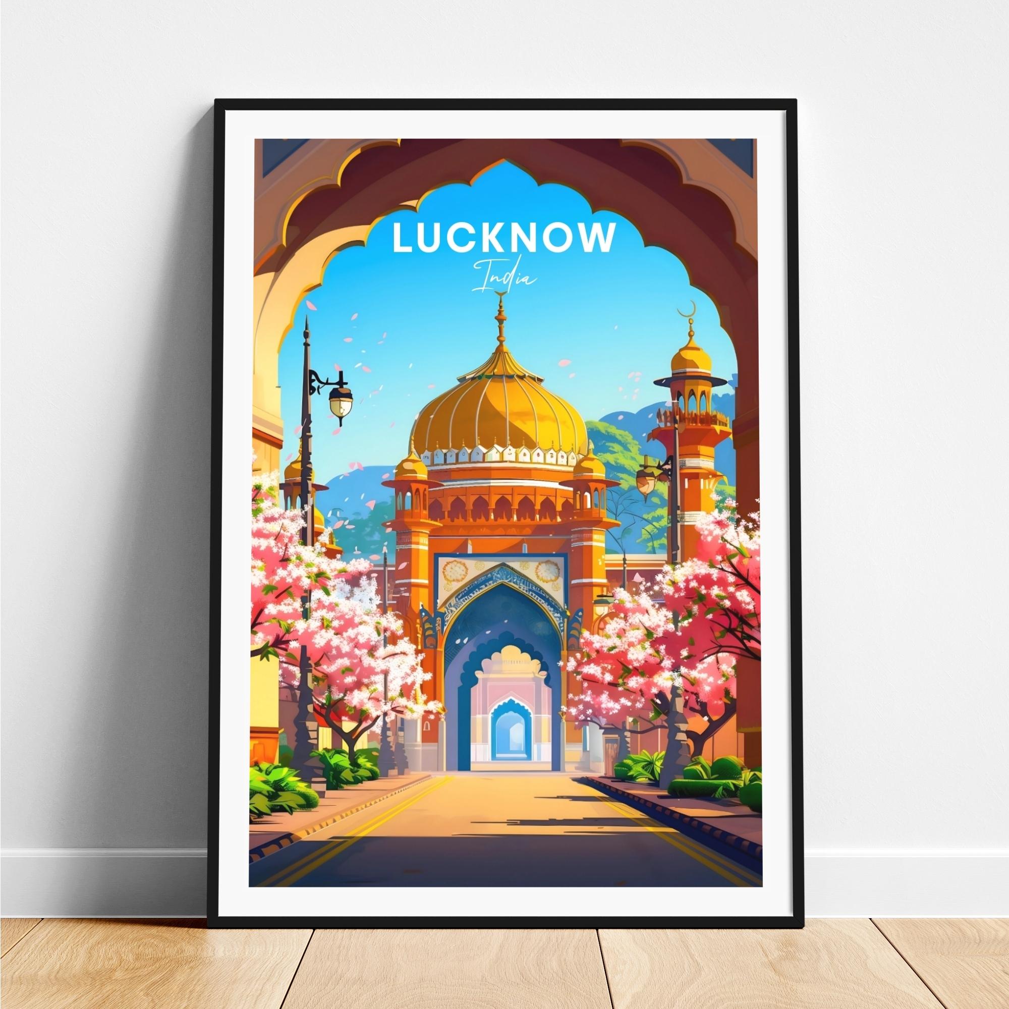 Lucknow travel print - India travel poster, Lucknow poster, Lucknow Uttar Pradesh poster, Personalized Gift, Wedding gift, Custom Text