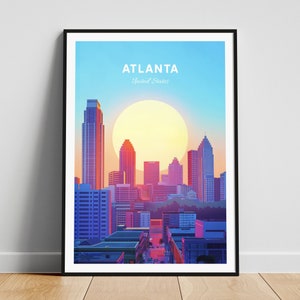 Atlanta travel print - United States wall art, Atlanta poster, Georgia poster, Personalized Gift, Wedding gift, Custom Text