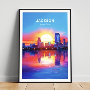 Jackson travel print - US travel poster, Jackson poster, Jackson Mississippi poster, Personalized Gift, Wedding gift, Custom Text