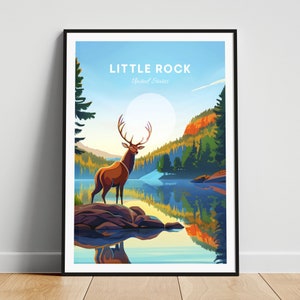 Little Rock travel print - US wall art, Pinnacle Mountain State Park, Arkansas poster, Personalized Gift, Wedding gift, Custom Text