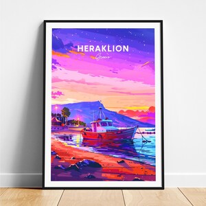 Heraklion travel print - Greece travel poster, Heraklion poster, Heraklion Greece poster, Personalized Gift, Wedding gift, Custom Text