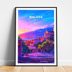 Malaga travel print - Spain travel poster, Malaga poster, Malaga Spain poster, Personalized Gift, Wedding gift, Custom Text