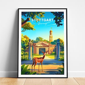 Stuttgart travel print - Germany travel poster, Stuttgart poster, Stuttgart Germany poster, Personalized Gift, Wedding gift, Custom Text