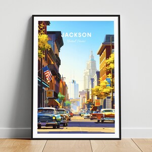Jackson travel print - US travel poster, Jackson poster, Jackson Mississippi poster, Personalized Gift, Wedding gift, Custom Text