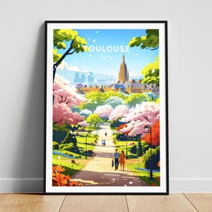 Impression de voyage Toulouse - affiche de voyage en France, affiche de Toulouse, affiche de Toulouse France, cadeau personnalisé, cadeau de mariage, texte personnalisé
