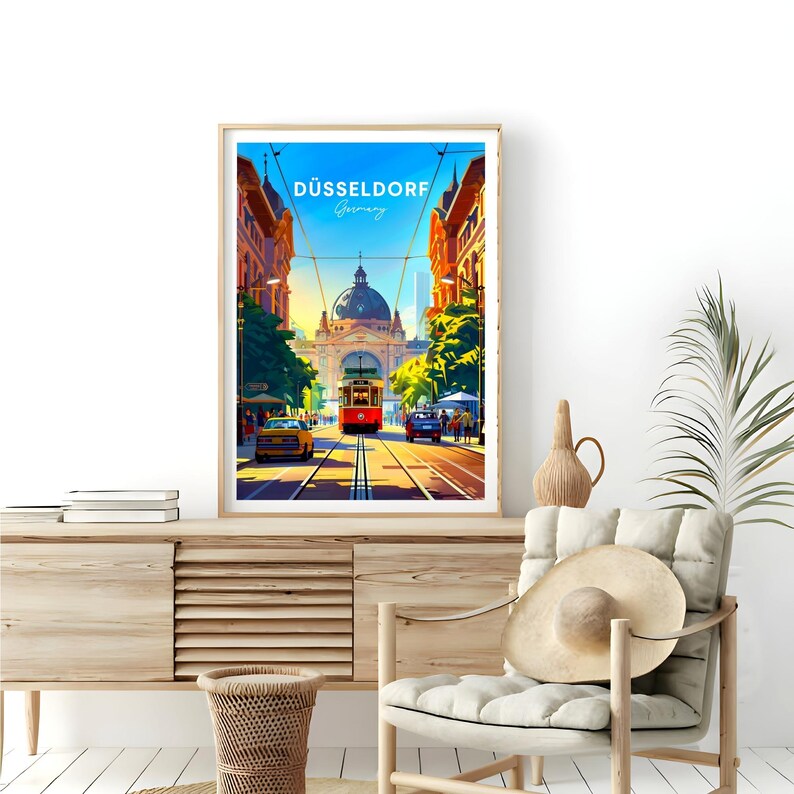 Düsseldorf Travel Print Germany Travel Poster, Düsseldorf Poster