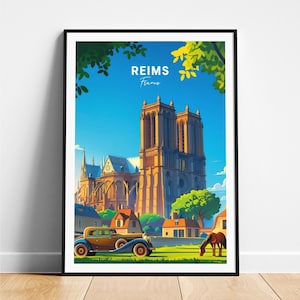 Reims travel print - France travel poster, Reims poster, Reims France poster, Personalized Gift, Wedding gift, Custom Text