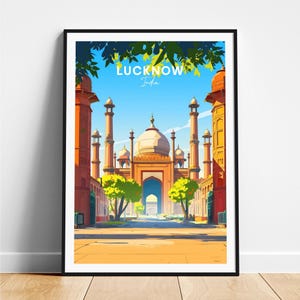 ラクナウ旅行プリント - インド旅行ポスター、ラクナウポスター、ラクナウウッタルプラデーシュポスター、パーソナライズギフト、結婚祝い、カスタムテキスト