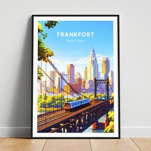 Frankfort travel print - US travel poster, Frankfort poster, Frankfort Kentucky poster, Personalized Gift, Wedding gift, Custom Text