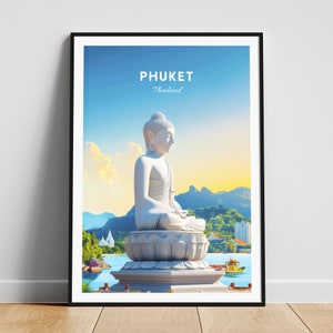 Phuket travel print - Thailand wall art, Phuket poster, Big Buddha Phuket, Personalized gift poster, Minimalist poster, Wedding gift