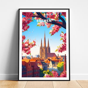 Bremen travel print - Germany travel poster, Bremen poster, Bremen Germany poster, Personalized Gift, Wedding gift, Custom Text