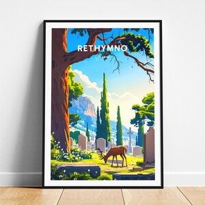 Impression de voyage à Réthymnon - Affiche de voyage en Grèce, affiche de Réthymnon, affiche de Réthymnon en Grèce, cadeau personnalisé, cadeau de mariage, texte personnalisé