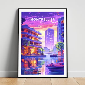Montpellier travel print - France travel poster, Montpellier poster, Montpellier France poster, Personalized Gift, Wedding gift, Custom Text