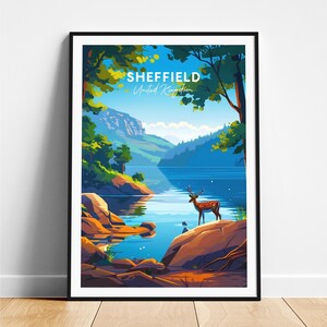 Sheffield travel print - United Kingdom travel poster, Sheffield poster, Sheffield UK poster, Personalized Gift, Wedding gift, Custom Text