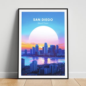 San Diego travel print - United States wall art, San Diego poster, California poster, Personalized Gift, Wedding gift, Custom Text