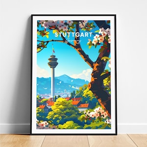 Stuttgart travel print - Germany travel poster, Stuttgart poster, Stuttgart Germany poster, Personalized Gift, Wedding gift, Custom Text