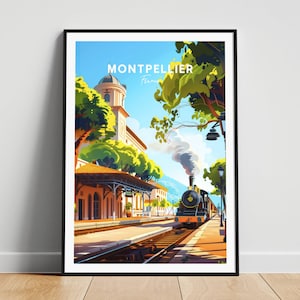 Montpellier travel print - France travel poster, Montpellier poster, Montpellier France poster, Personalized Gift, Wedding gift, Custom Text