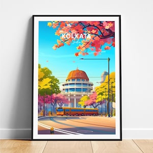 Kolkata travel print - India travel poster, Kolkata poster, Kolkata West Bengal poster, Personalized Gift, Wedding gift, Custom Text
