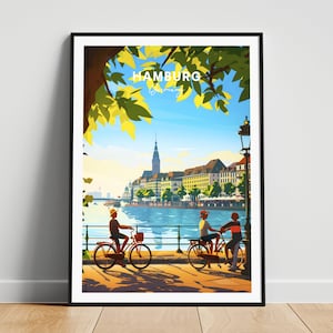 Hamburg travel print - Germany travel poster, Hamburg poster, Hamburg Germany poster, Personalized Gift, Wedding gift, Custom Text
