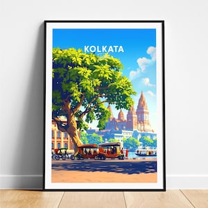 Kolkata travel print - India travel poster, Kolkata poster, Kolkata West Bengal poster, Personalized Gift, Wedding gift, Custom Text