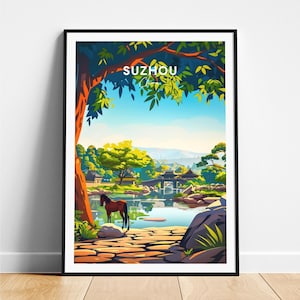 Suzhou travel print - China travel poster, Suzhou poster, Suzhou China poster, Personalized Gift, Wedding gift, Custom Text