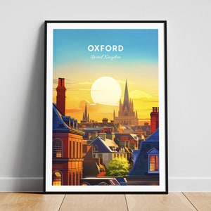 Oxford travel print - United Kingdom wall art, Oxford poster, Oxfordshire poster, Personalized Gift, Wedding gift, Custom Text