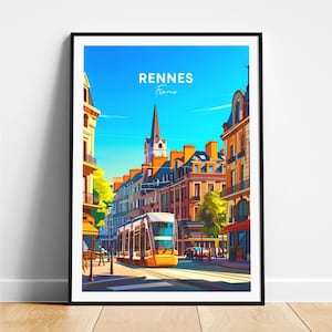 Rennes travel print - France travel poster, Rennes poster, Rennes France poster, Personalized Gift, Wedding gift, Custom Text