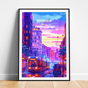 Rennes travel print - France travel poster, Rennes poster, Rennes France poster, Personalized Gift, Wedding gift, Custom Text