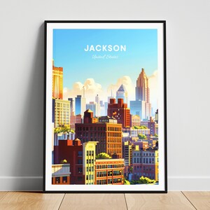 Jackson travel print - US travel poster, Jackson poster, Jackson Mississippi poster, Personalized Gift, Wedding gift, Custom Text