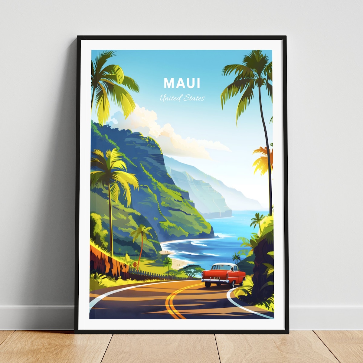 Maui Travel Print - United States Wall Art, Maui Poster, Hawaii Poster, Personalized Gift, Wedding Gift, Custom Text - Etsy