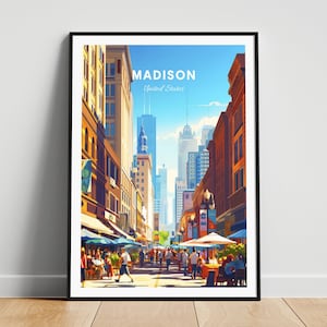 Madison travel print - US wall art, Madison poster, Wisconsin poster, Personalized Gift, Wedding gift, Custom Text