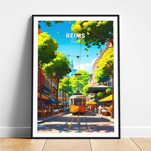 Reims travel print - France travel poster, Reims poster, Reims France poster, Personalized Gift, Wedding gift, Custom Text