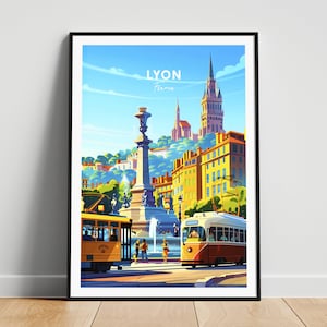 Lyon Reisedruck - Frankreich-Reiseplakat, Lyon-Plakat, Lyon Frankreich-Plakat, personalisiertes Geschenk, Hochzeitsgeschenk, benutzerdefinierter Text