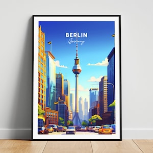 Reisafdruk Berlijn - Reisposter Duitsland, poster Berlijn, poster Berlijn Duitsland, gepersonaliseerd cadeau, huwelijkscadeau, aangepaste tekst