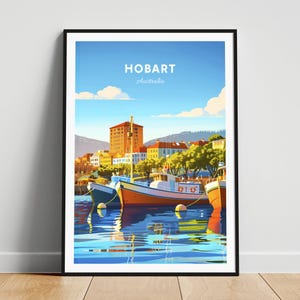 Hobart travel print - Australia travel poster, Hobart poster, Hobart Tasmania poster, Personalized Gift, Wedding gift, Custom Text