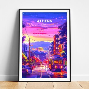 Athens travel print - Greece travel poster, Athens poster, Athens Greece poster, Personalized Gift, Wedding gift, Custom Text
