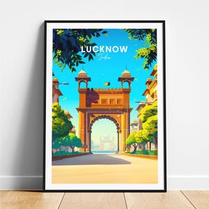 ラクナウ旅行プリント - インド旅行ポスター、ラクナウポスター、ラクナウウッタルプラデーシュポスター、パーソナライズギフト、結婚祝い、カスタムテキスト