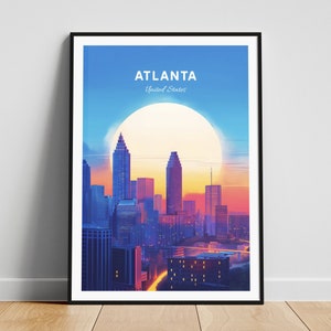 Atlanta travel print - United States wall art, Atlanta poster, Georgia poster, Personalized Gift, Wedding gift, Custom Text