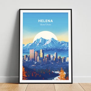 Impression de voyage Helena - Affiche de voyage aux États-Unis, affiche Helena, affiche Helena Montana, cadeau personnalisé, cadeau de mariage, texte personnalisé