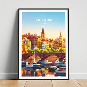 Impression de voyage Toulouse - affiche de voyage en France, affiche de Toulouse, affiche de Toulouse France, cadeau personnalisé, cadeau de mariage, texte personnalisé