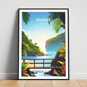 Phuket travel print - Thailand wall art, Phuket poster, Beach poster, Personalized gift poster, Minimalist poster, Wedding gift