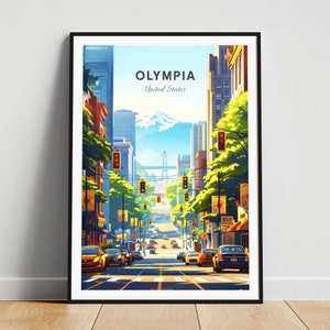 Impresión de viaje de Olympia - cartel de viaje de EE. UU., cartel de Olympia, cartel de Washington, regalo personalizado, regalo de boda, texto personalizado