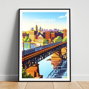 Frankfort travel print - US travel poster, Frankfort poster, Frankfort Kentucky poster, Personalized Gift, Wedding gift, Custom Text