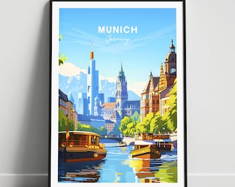 Munich travel print - Germany travel poster, Munich poster, Munich Germany poster, Personalized Gift, Wedding gift, Custom Text