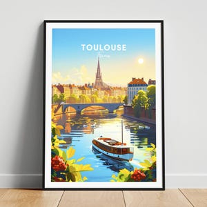 Impression de voyage Toulouse - affiche de voyage en France, affiche de Toulouse, affiche de Toulouse France, cadeau personnalisé, cadeau de mariage, texte personnalisé